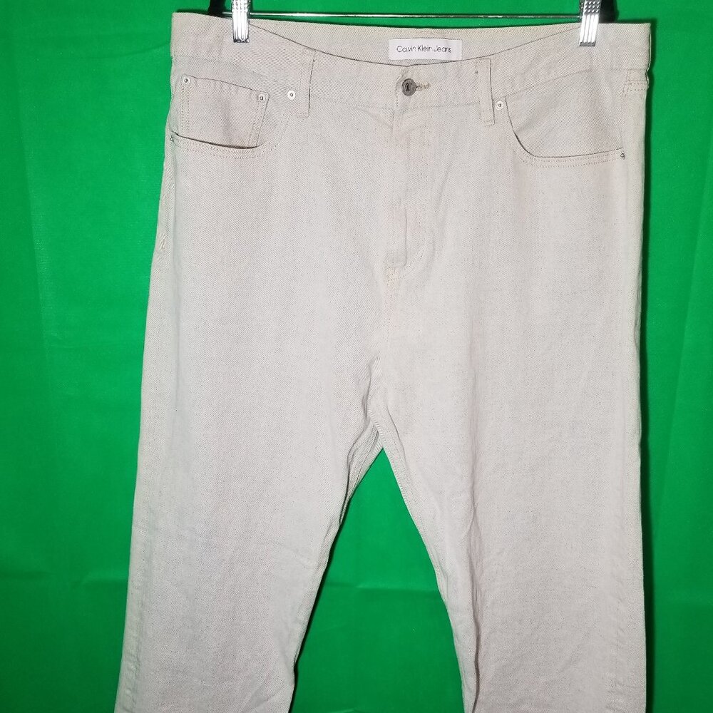 CALVIN KLEIN Wide Leg Pale Blue Jeans Mens Size 38 Classic Preppy Streetwear